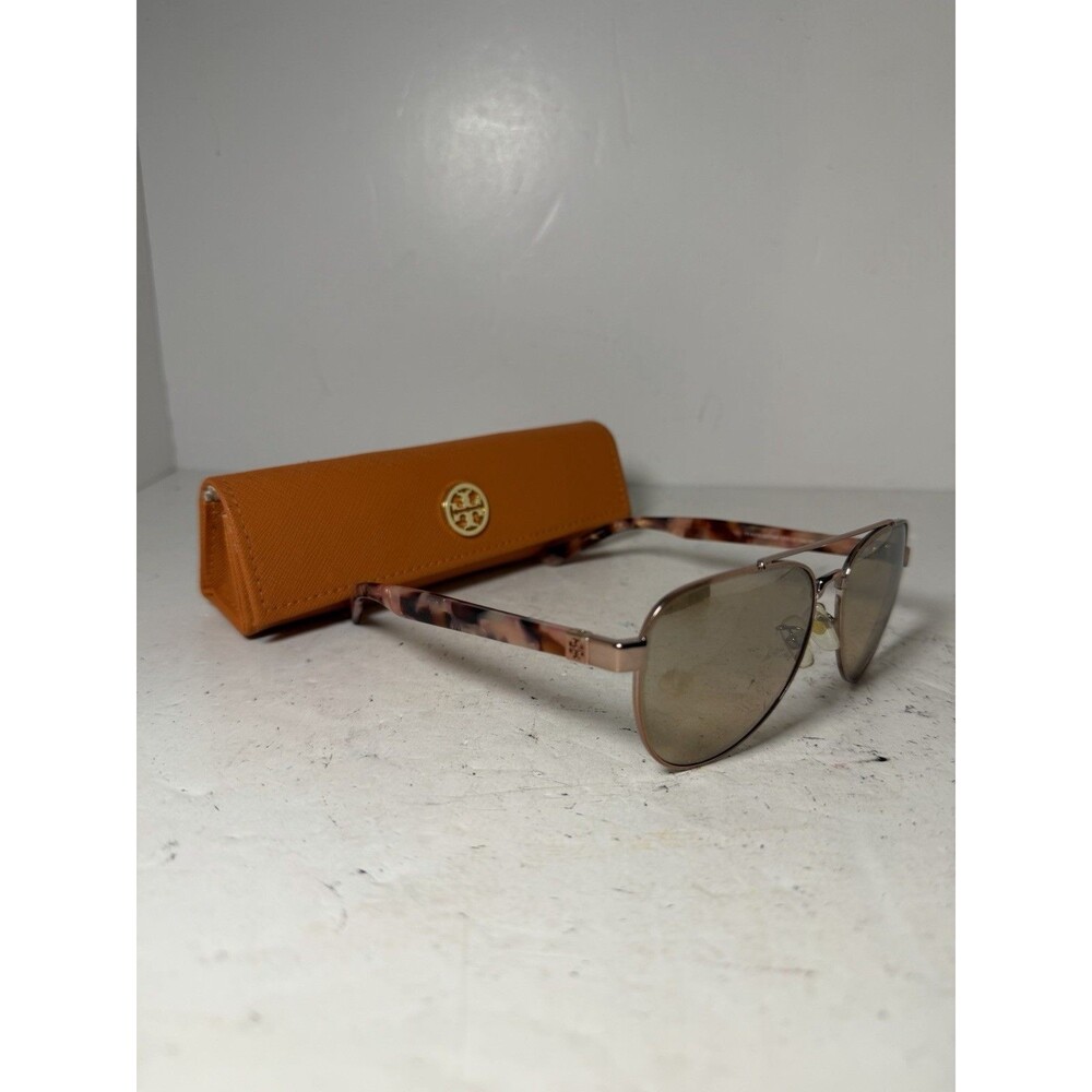 Tory Burch Aviator Sunglasses TY 6070 32738Z 57-14 Rose Gold Tortoise W/ Case